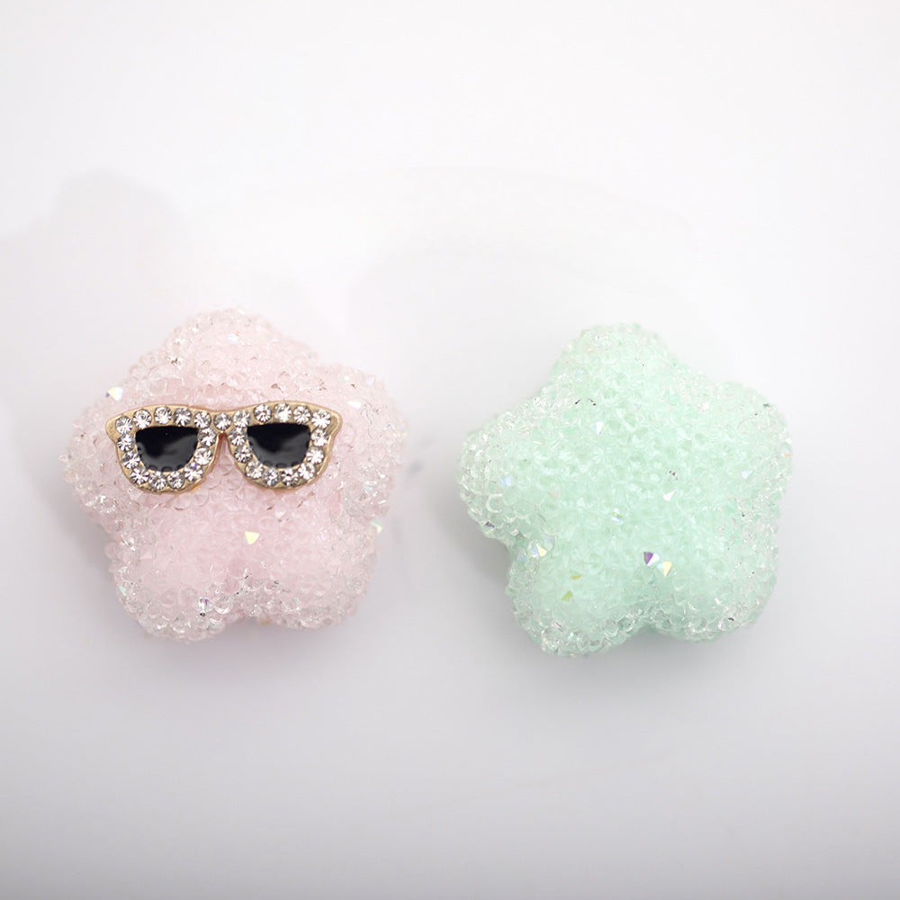 Wholesale Acrylic Small Star Sugar Pen Caps Beaded